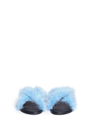 Front View - Click To Enlarge - AVEC MODÉRATION - 'St Tropez' feather cross strap slide sandals