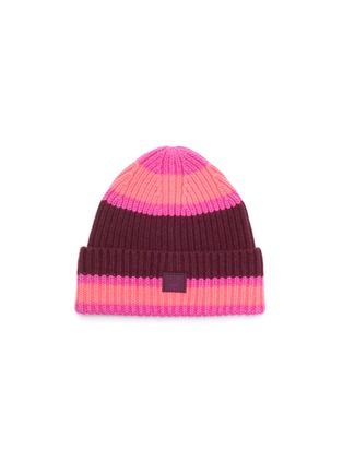 Main View - Click To Enlarge - ACNE STUDIOS - Face Patch Stripe Rib Knit Kids Beanie