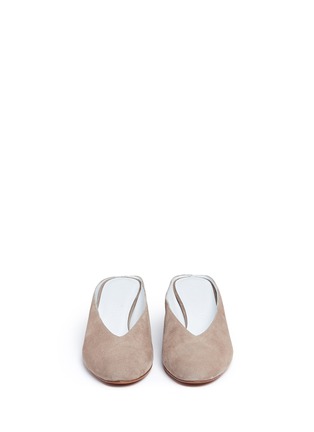 Front View - Click To Enlarge - GRAY MATTERS - 'Mildred Egg' suede mules
