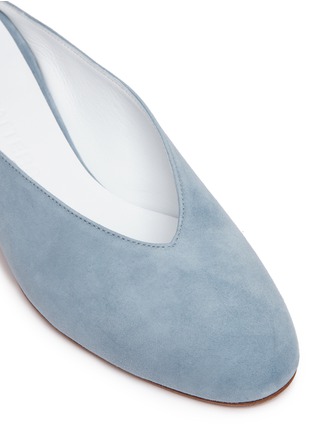 Detail View - Click To Enlarge - GRAY MATTERS - 'Mildred Egg' wooden heel suede mules