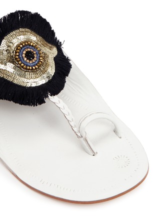 Detail View - Click To Enlarge - FIGUE SHOES - 'Evil Eye' embellished leather thong sandals