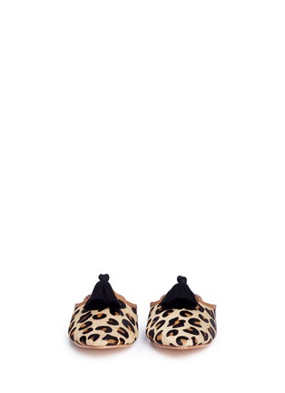 Front View - Click To Enlarge - FIGUE SHOES - 'Audrey' leopard print calfhair slides