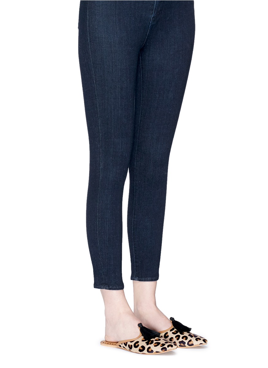 FIGUE 'Audrey' leopard print calfhair slides