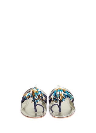 Front View - Click To Enlarge - FIGUE SHOES - 'Zola' braided tassel leather and suede thong sandals