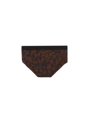 Back View - Click To Enlarge - TOM FORD - Leopard Print Logo Waist Cotton Jersey Briefs