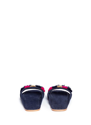 Back View - Click To Enlarge - FIGUE SHOES - 'Noona' tassel pompom suede slide sandals