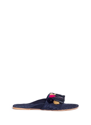 Main View - Click To Enlarge - FIGUE SHOES - 'Noona' tassel pompom suede slide sandals