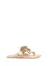 Main View - Click To Enlarge - FIGUE SHOES - 'Scaramouche' tassel braided metallic leather thong sandals