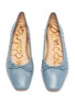 Detail View - Click To Enlarge - SAM EDELMAN - Meg' chain heel ruched leather ballerina flats