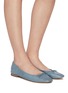 Figure View - Click To Enlarge - SAM EDELMAN - Meg' chain heel ruched leather ballerina flats