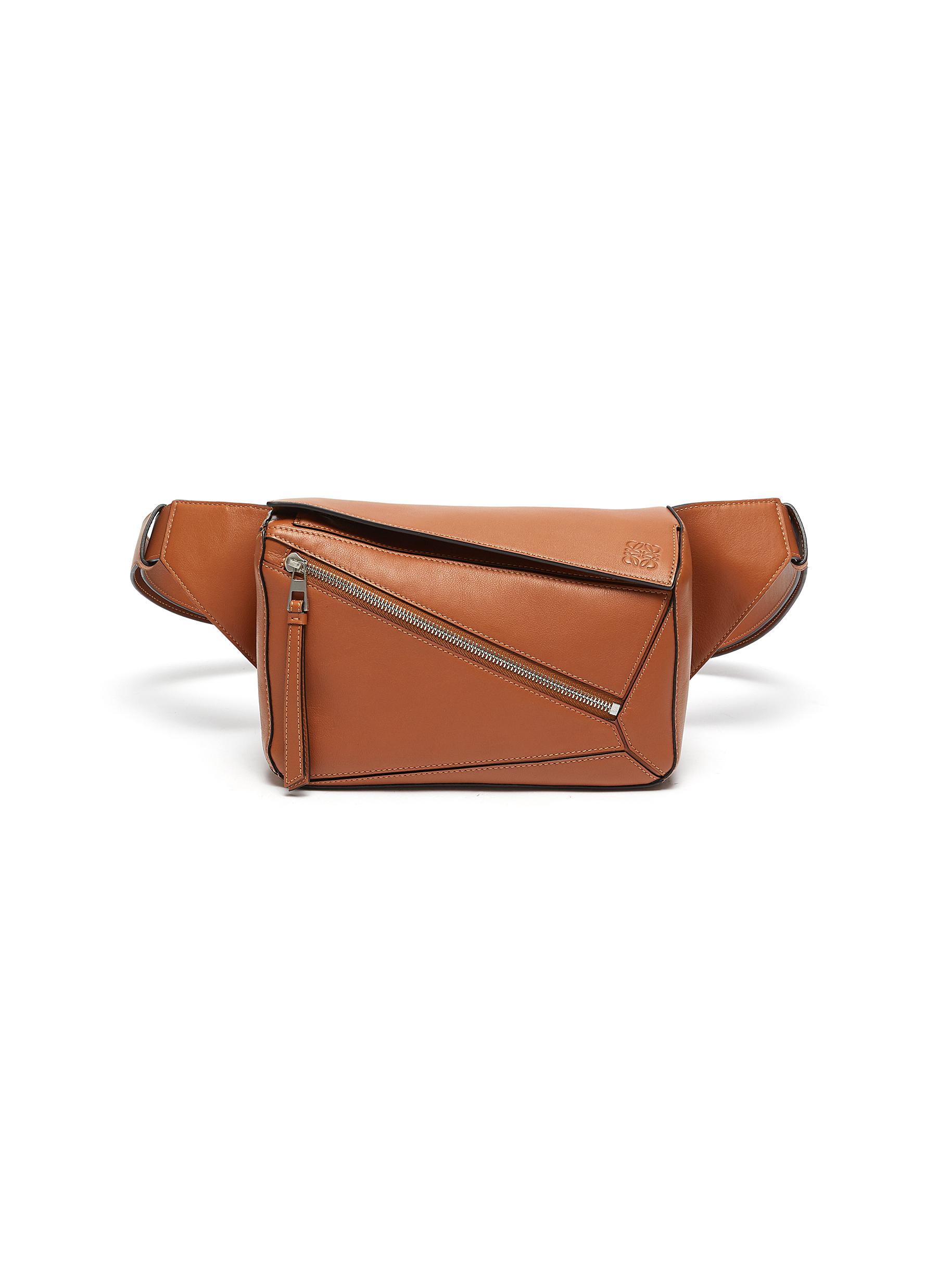 Puzzle' Geometric Panel Small Leather Bumbag