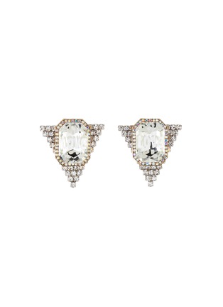 Main View - Click To Enlarge - VENNA - Logo Centrepiece Triangular Crystal Stud Earrings