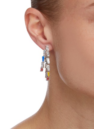 Figure View - Click To Enlarge - VENNA - Baguette Crystal Double Hoop Earrings