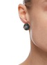 Front View - Click To Enlarge - VENNA - Crystal Embellished Detachable Heart Charm Marble Effect Stud Earrings