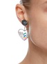 Figure View - Click To Enlarge - VENNA - Crystal Embellished Detachable Heart Charm Marble Effect Stud Earrings