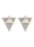 Main View - Click To Enlarge - VENNA - Crystal Pearl Triangular Stud Earrings