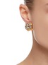 Detail View - Click To Enlarge - VENNA - Crystal Embellished Detachable Heart Charm Tiger Stud Earrings