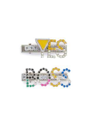 Main View - Click To Enlarge - VENNA - Yes Boss' Crystal Embellished Hair Clips