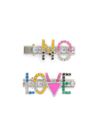 Main View - Click To Enlarge - VENNA - Multi-colour Crystal Embellished No Love Hair Clips