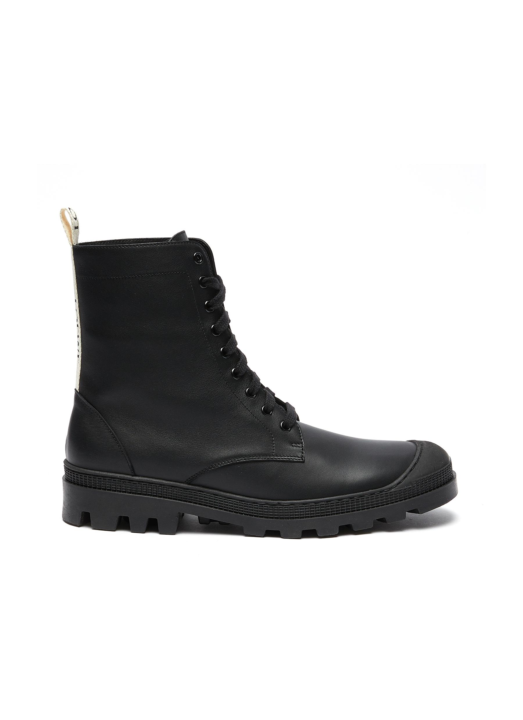 Calfskin Leather Combat Boots