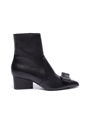 Main View - Click To Enlarge - SALVATORE FERRAGAMO - 'Vince' Bow Point Toe Leather Ankle Boots