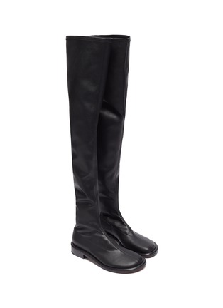 Detail View - Click To Enlarge - PROENZA SCHOULER - Flatform Stretch Faux Leather Thigh-High Boots