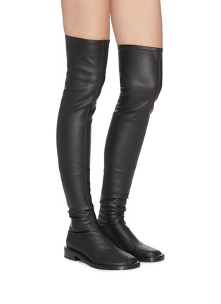 Figure View - Click To Enlarge - PROENZA SCHOULER - Flatform Stretch Faux Leather Thigh-High Boots