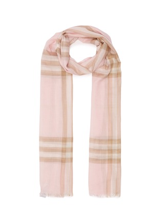 Main View - Click To Enlarge - BURBERRY - Check Print Eyelash Fringe Wool Blend Scarf