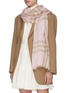 Figure View - Click To Enlarge - BURBERRY - Check Print Eyelash Fringe Wool Blend Scarf