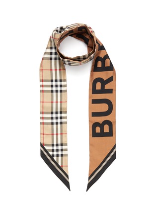 Main View - Click To Enlarge - BURBERRY - Archive Check Logo Print Skinny Silk Scarf