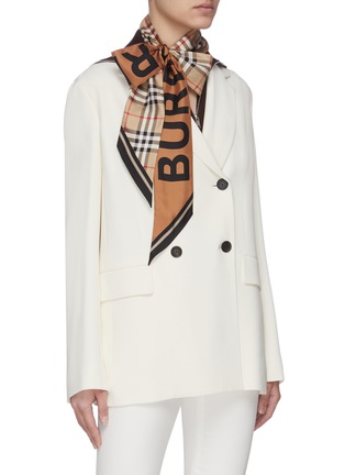 Figure View - Click To Enlarge - BURBERRY - Archive Check Logo Print Skinny Silk Scarf