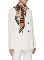 vintage check and logo print silk skinny scarf