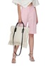 Front View - Click To Enlarge - JACQUEMUS - Le Coussin' leather strap puff cotton tote