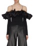 Main View - Click To Enlarge - ANGEL CHEN - Spaghetti Strap Pleated Ruffle Off-shoulder Top