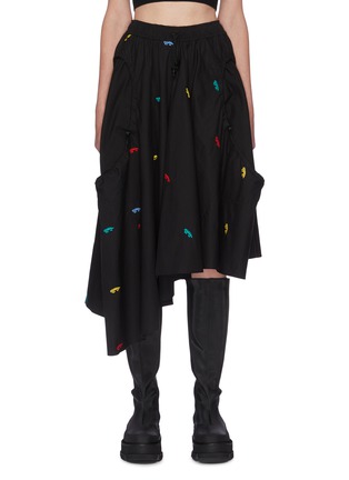 Main View - Click To Enlarge - ANGEL CHEN - Lizard Embroidery Asymmetric Hem Midi Skirt