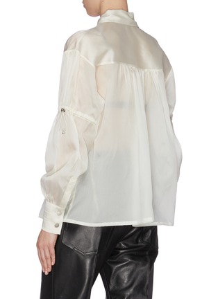 Back View - Click To Enlarge - ANGEL CHEN - Drawcord Waist Balloon Sleeves Sheer Shirt
