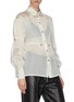 Front View - Click To Enlarge - ANGEL CHEN - Drawcord Waist Balloon Sleeves Sheer Shirt