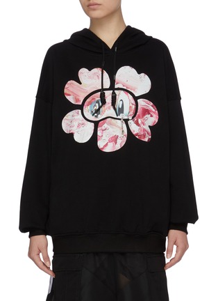 Main View - Click To Enlarge - ANGEL CHEN - x Jiajia Wang Jewel Embellished Floral Graphic Print Hoodie