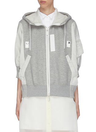 Main View - Click To Enlarge - SACAI - Hybrid Hooded Bomber Jacket