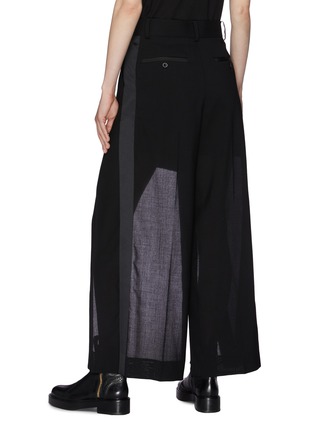 Back View - Click To Enlarge - SACAI - Hybrid Side Stripe Sheer Panel Suiting Shorts