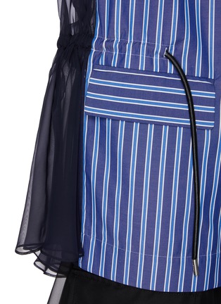  - SACAI - Back Chiffon Panel Drawstring Stripe Cotton Top