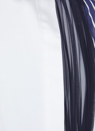 Detail View - Click To Enlarge - SACAI - Sheer Panel Belted Stripe Cotton Poplin Shirt Dress