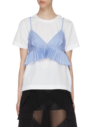 Main View - Click To Enlarge - SACAI - Stripe Bralette Cotton T-shirt
