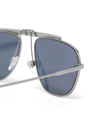 Detail View - Click To Enlarge - BURBERRY - Vintage check print bar aviator sunglasses