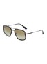 Main View - Click To Enlarge - PRADA - Tortoiseshell Effect Acetate Square Matte Metal Frame Sunglasses