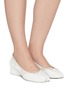 Figure View - Click To Enlarge - MAISON MARGIELA - Tabi' Block Heel Linen Ballerina Pumps