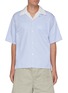 Main View - Click To Enlarge - MARNI - Contrast Collar Stripe Cotton Short Sleeve Shirt