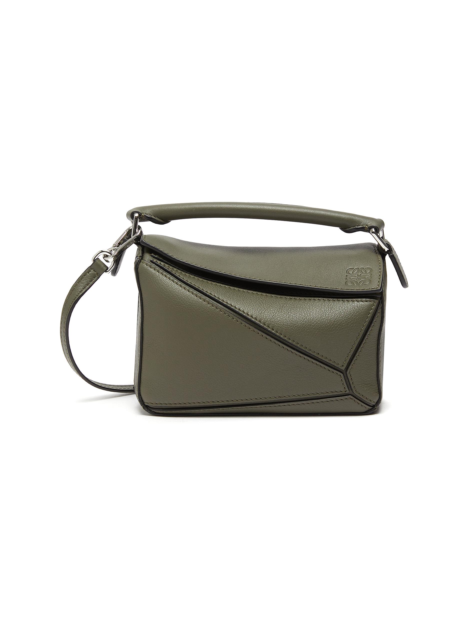 Click to view more detailed imagery on our partner's website Loewe Puzzle' Mini Leather Bag In Green