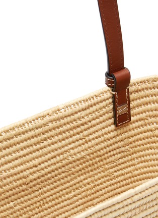 Detail View - Click To Enlarge - LOEWE - Anagram Leather Patch Raffia Square Bucket Bag