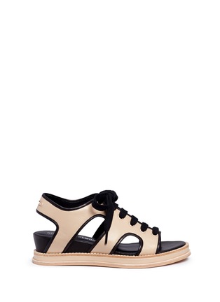Main View - Click To Enlarge - OPENING CEREMONY - 'Idha' lace-up cutout leather wedge sandals